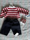 Nwt Lee Middleton Doll Clothes Red/White Stripe Shirt, Denim Pants, Tennis Shoes