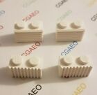 4 X Lego 2877 Brick, Modified 1 X 2 With Grille / Fluted Profile White