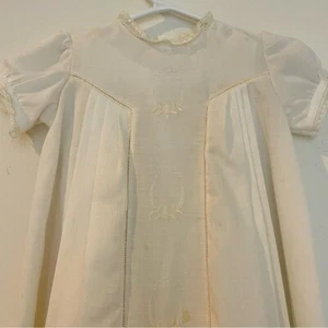 Vintage Erbstück bestickt beige Baumwolle Maßanfertigung Kleid Dress 2-teiliges Set - Bild 1 von 12