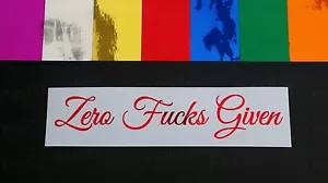 Zero F*cks Dado Cromo Divertido Troquelado Ventana Coche Parachoques Pegatinas Escena - Imagen 1 de 9