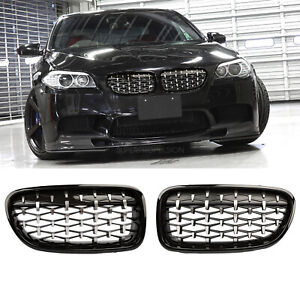 Diamond Front Kidney Grille Grill Black For BMW 5Series F10 F11 F18 2010-2016