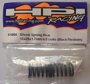 HPI Racing 51064 Shock Spring Rear 13x25x1.7mm 6.5 Coils (Black/Medium) RC Part - Picture 1 of 1
