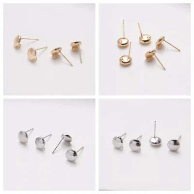 Pendiente redondo plano 6p, pendiente redondo de moneda de oro/plata con lazo, pendiente de disco Foto 1 de 4