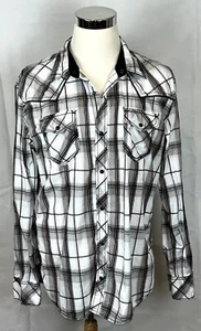 BKE Buckle Men's White Plaid Cowboy Western Pearl Snap Athletic Fit Shirt Sz XL - Picture 1 of 10