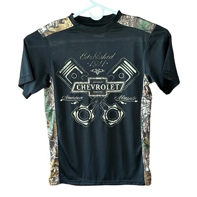 Camisa Chevrolet American Muscle Pequeña Realtree Xtra Camuflada Borde Negra Manga Corta Foto 1 de 4