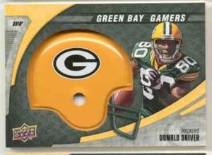 (4) DONALD DRIVER HELMET RELIC CARD PATCH 2008 UPPER DECK GREEN BAY PACKERS - Picture 1 of 2