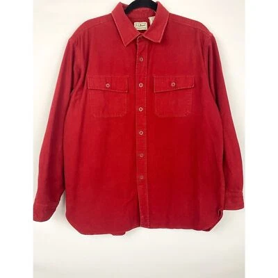 Vintage LL Bean Mens Flannel Shirt L Red 100% Cotton Shacket Holiday 90s - Image 1 of 4