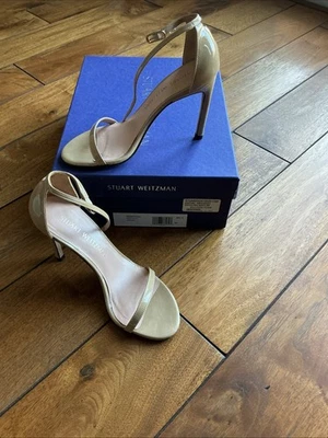 Stuart Weitzman Women’s Nudistsong Beige Sabbia Patent 90mm Sandal 5.5 - Image 1 of 4
