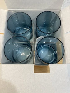 M&S Tribeca Blue Tumblers Handmade Glasses. Set of 4 Tea/Grey Blue? - Picture 1 of 5
