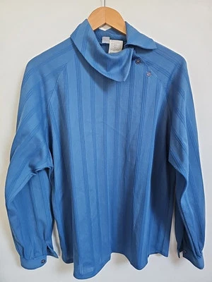 Blusa Top Vintage Años 80 Mezcla Angora Cuello Rayas Azul Talla 16 Foto 1 de 4