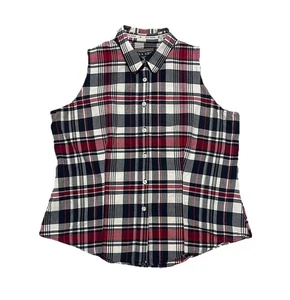 VTG Rockies Women’s Plaid Sleeveless Shirt Button Up Down Top Country Western XL - Picture 1 of 11