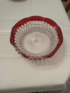 Glas Diamond Point Rubinrot Flash Bonboniere. Sehr selten. 50er Jahre - Bild 1 von 4