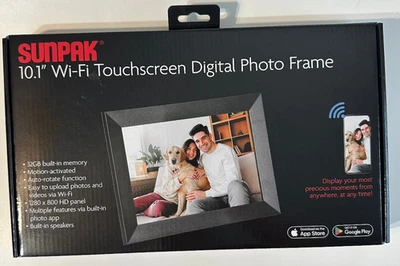 Sunpak 10.1" Wi-Fi Touchscreen Digital Photo Frame -Black -NEW - Image 1 of 4