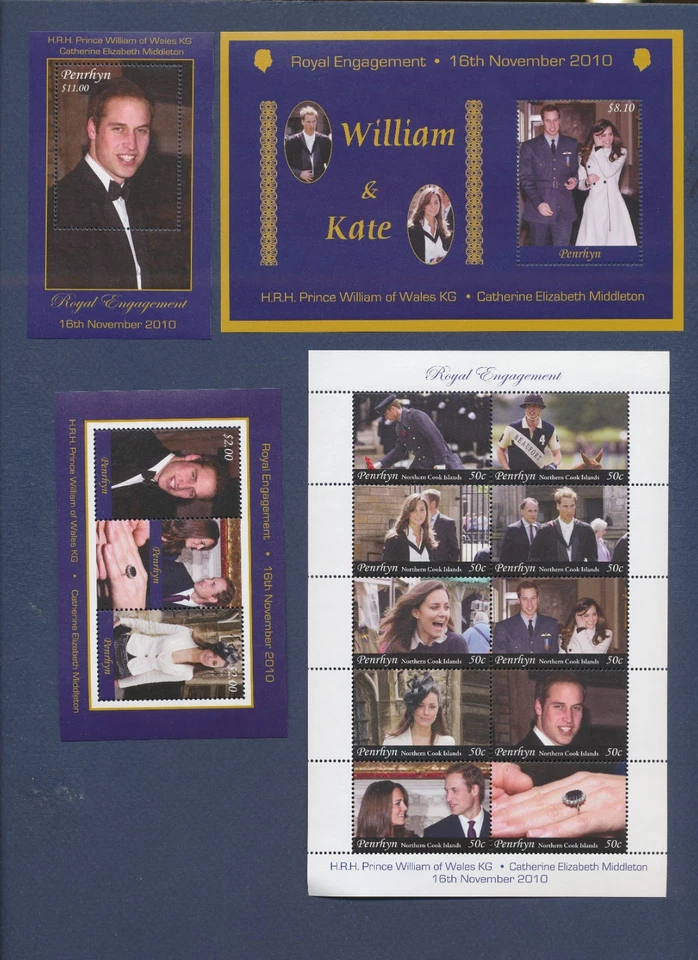 PENRHYN - Scott 4u8, 479, 480 y 482 - MNH S/S - Boda Príncipe Guliam - 2011 Foto 1 de 1