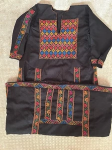 Vintage Palestinian Traditional Thobe- Hand-Embroidered Tatreez Arabic Dress - Picture 1 of 24