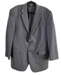 Jos. A Bank Gray Blue & White Pinstriped Mens Blazer Size 44R Wool Sports Coat - Picture 1 of 8