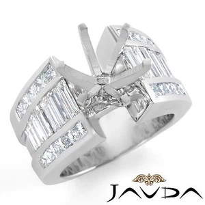 Channel Set Diamond Emgagement Ring 18k White Gold Multi Shape Semi Mount 2Ct - Picture 1 of 3