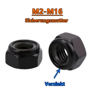 Verzinkt Stopmuttern M2 bis M16 Sicherungsmutter Selbstsichernde Muttern DIN 985 - Picture 1 of 9