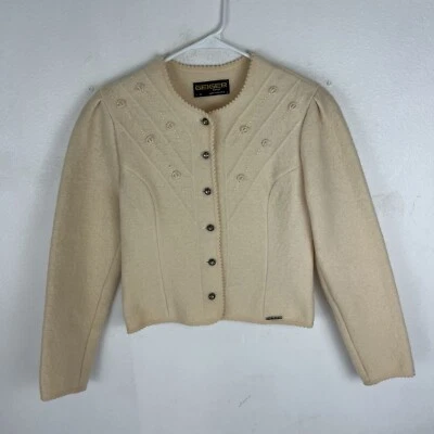 Geiger Cream White 100% New Boiled Wool Cardigan Blazer size EU 36 US Small - Image 1 of 4