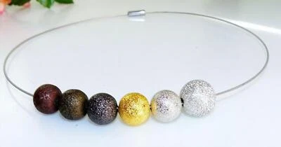 Halskette Halsreif Perle Stardust Brillianteffekt silber gold kupfer bronze 191. - Bild 1 von 4