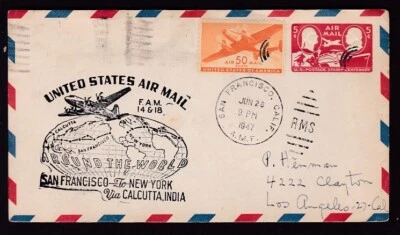 AROUND THE WORLD, SAN FRANCISCO TO NEW YORK VIA CALCUTTA, 1947, F.A.M. 14-18 - Image 1 of 2