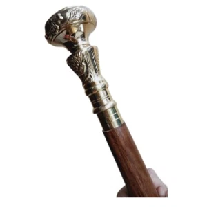 Antique Walking Stick with New Designer Head Handle Victorian Wooden Cane Solid - Picture 1 of 11