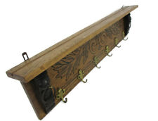 Hand Carved Wood  Wall Shelf Coat Hat Kitchen Rack Lion Heads Two Toned Gorgeous