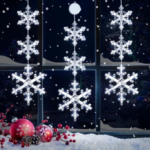 3 Pack Christmas Window Decorations Snowflake Lights Xmas Indoor Outdoor Decor - Picture 1 of 12