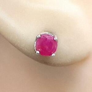 World Class 1.00ct Mozambique Ruby Round Cut (5 mm) 925 Screw Back Stud Earrings