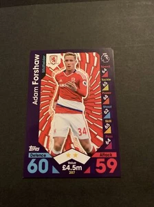 2016/17 Topps Match Attax Card Middlesbrough Adam Forshaw #207 - Picture 1 of 2