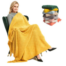 Knitted Blanket Solid Color Office Air Conditioning Shawl Sofa Cover Runner