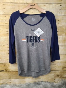 UNDER ARMOUR Detroit Tigers Logo Baseball Blue T-Shirt Womens Sz S New #B28 - Picture 1 of 4