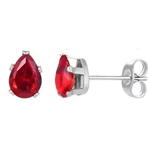 .75 ct. Pear Shape Genuine Ruby Stud Earrings in Sterling Silver - Picture 1 of 2