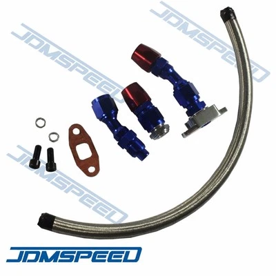 TURBOCARGADOR TRENZADO INOXIDABLE/TURBO LÍNEA DE DRENAJE DE RETORNO DE ACEITE DE 17" + KIT DE MONTAJE 10AN Foto 1 de 4