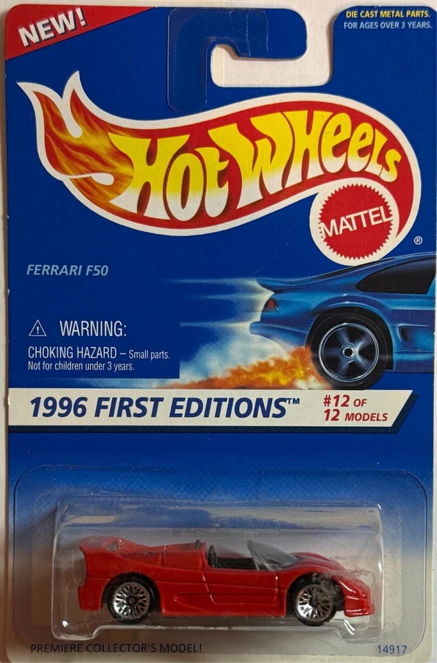1996 Hot Wheels #377 First Editions 12/12 FERRARI F50 Red w/LW Lace Spokes - Image 1 of 1