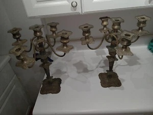 Two RARE Ornate Gorham Silver Plated 5 Branch Candle 1800's Candelabra Antique - Picture 1 of 8