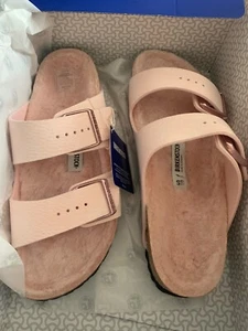 Birkenstock Arizona Microfiber Shearling Sandals Desert Dust Light Rose Pink 40 - Picture 1 of 3