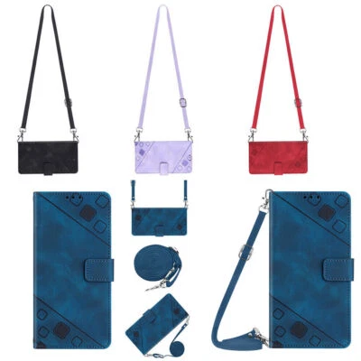 Strap Leather Wallet Phone Case for Samsung A54 A73 A14 A34 A13 A04 A23 A53 - Image 1 of 4