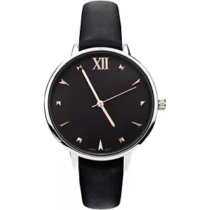 Blekon Women's Two-Tone Round Face Fashion Watch Faux Leather Strap Trendy Style - Picture 1 of 11