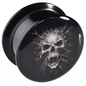 4-20mm Ohr Plug Skull Totenkopf Innengewinde Acryl Flesh Tunnel Piercing VMS - Bild 1 von 1