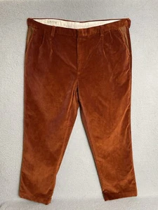 VTG Orvis Corduroy Pants Men’s 44 Leather Pocket Trim Flat Front Copper Orange - Picture 1 of 21