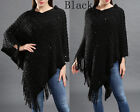 Au Seller Fringe Poncho Sweater Coat Cloak Cape Warm Jumper Top Free Size T079