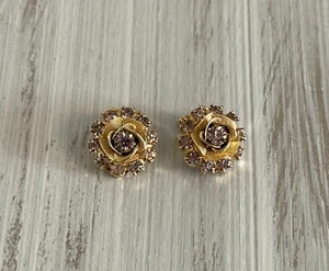 Preciosos pendientes de clip vintage flores de diamantes de imitación púrpura claro - Imagen 1 de 8