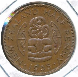 New Zealand 1955 Halfpenny 1/2d Elizabeth II - Extra Fine - Picture 1 of 3