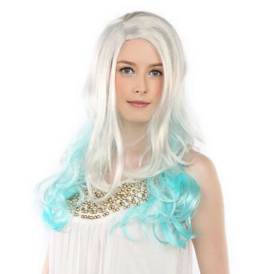2-Tone Flowing Blonde-Blue Ombre Wig - Halloween Costume Accessory #7088 - Image 1 of 3