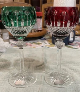GODINGER King Louis Hock Wine Crystal Legends Cut-to-Clear Red, Cut-to-Green (2) - Picture 1 of 7