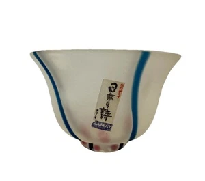 Kamay Handgefertigtes Glas Sake Tasse Glas Blau Rosa Japan - Bild 1 von 12