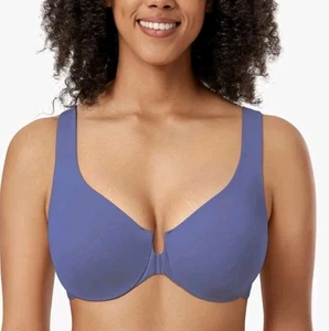 NWT DELIMIRA 38E Women's Front Closure Racerback Bra Underwire Persian Blue - Picture 1 of 4
