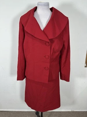 Tahari Women’s Red Color Long Sleeve Jacket Skirt Suit Set Size 14W - Изображение 1 из 4