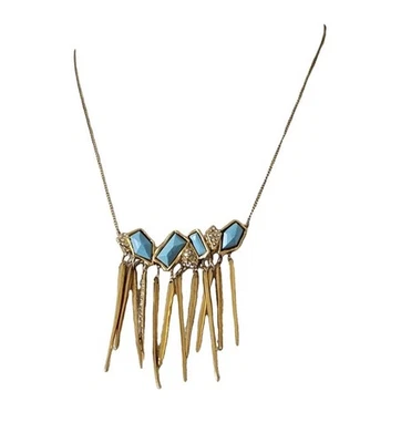 Collar Alexis Bittar chapado en oro con piedras y cristales de color turquesa Foto 1 de 4